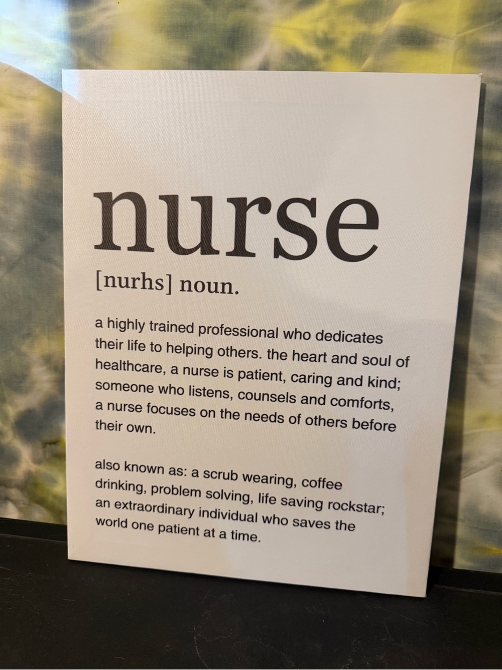 Nurse Definition Wall Art – White and Black